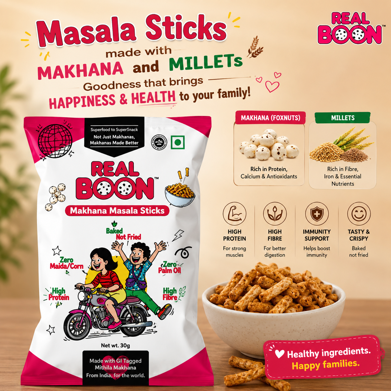 Makhana Millet Sticks - Masala (with Peri Peri)